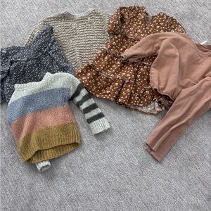 Rylee + Cru Mixed Girls Tops & Sweaters in Rust, Mauve, Navy, Olive